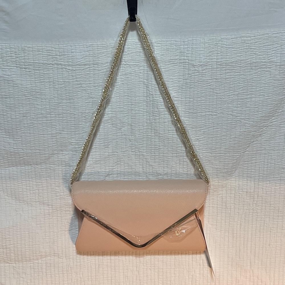 Elegant Pink Clutch with Gold Chain